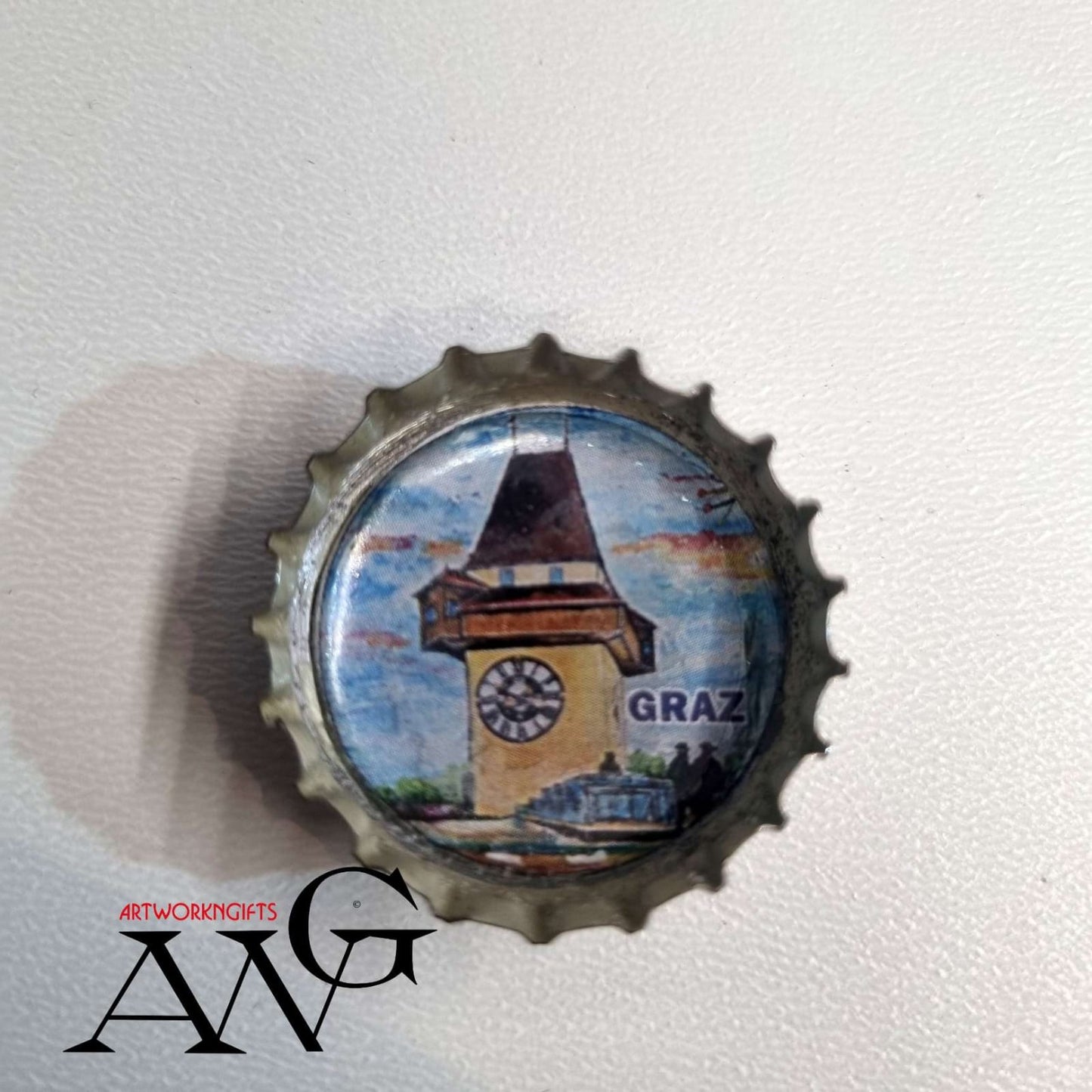 Graz Austria Uhrturm Handmade unique bottle cap fridge Magnet 25mm