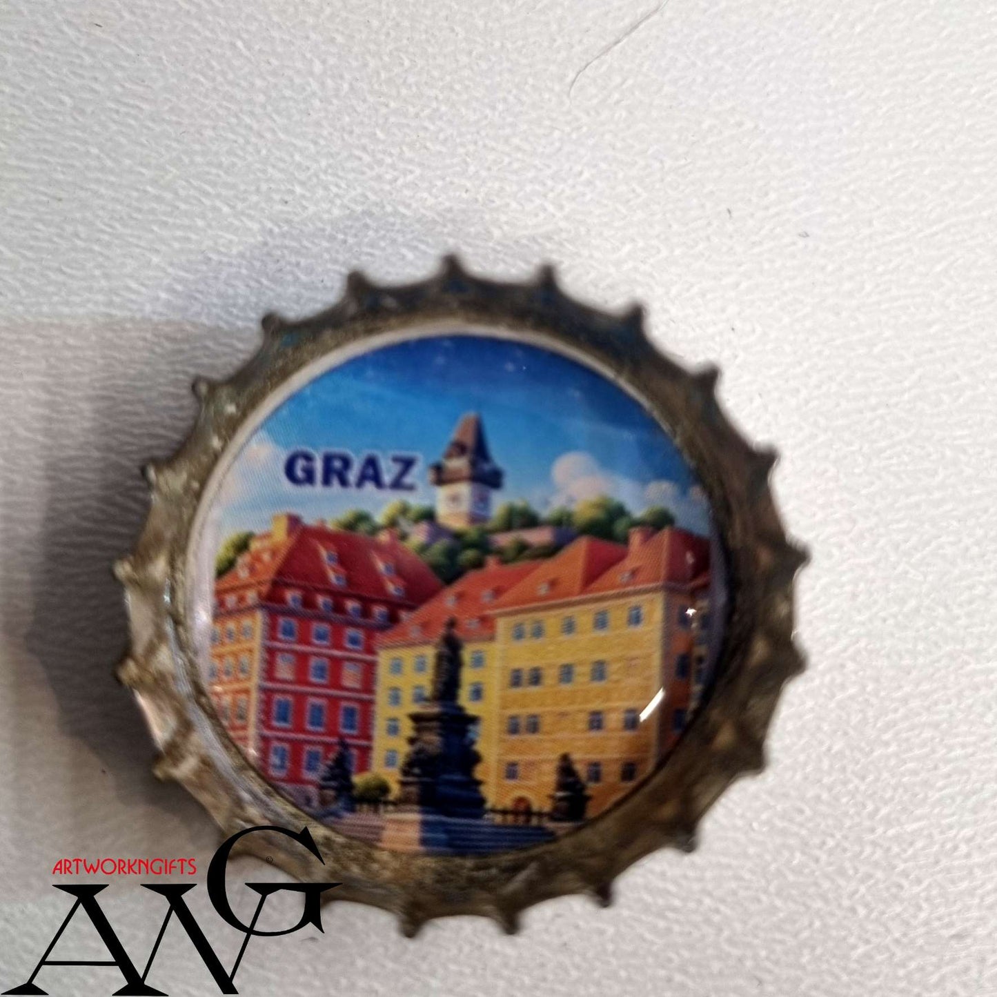 Graz Austria Hauptplatz Handmade unique bottle cap fridge Magnet 25mm