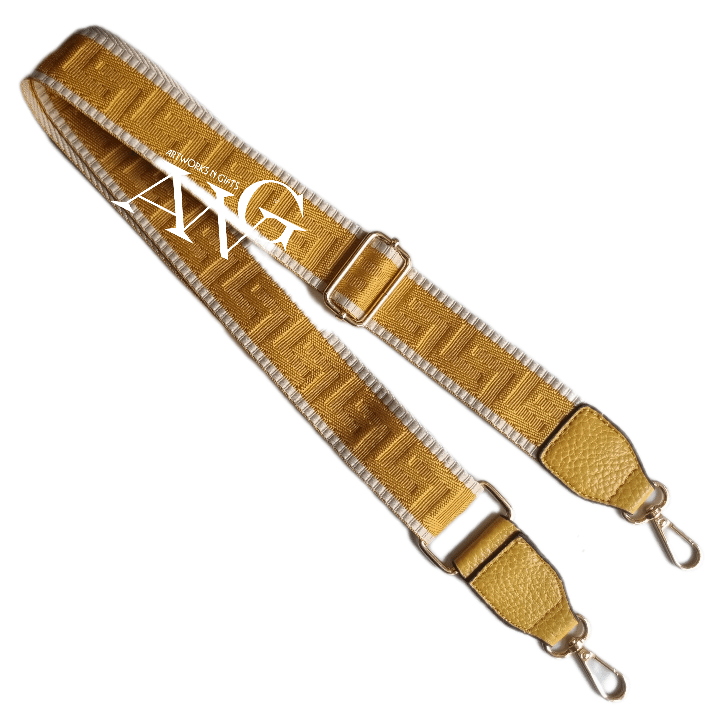 Handbag shoulder strap 3.8 Wide /ocher yellow / beige