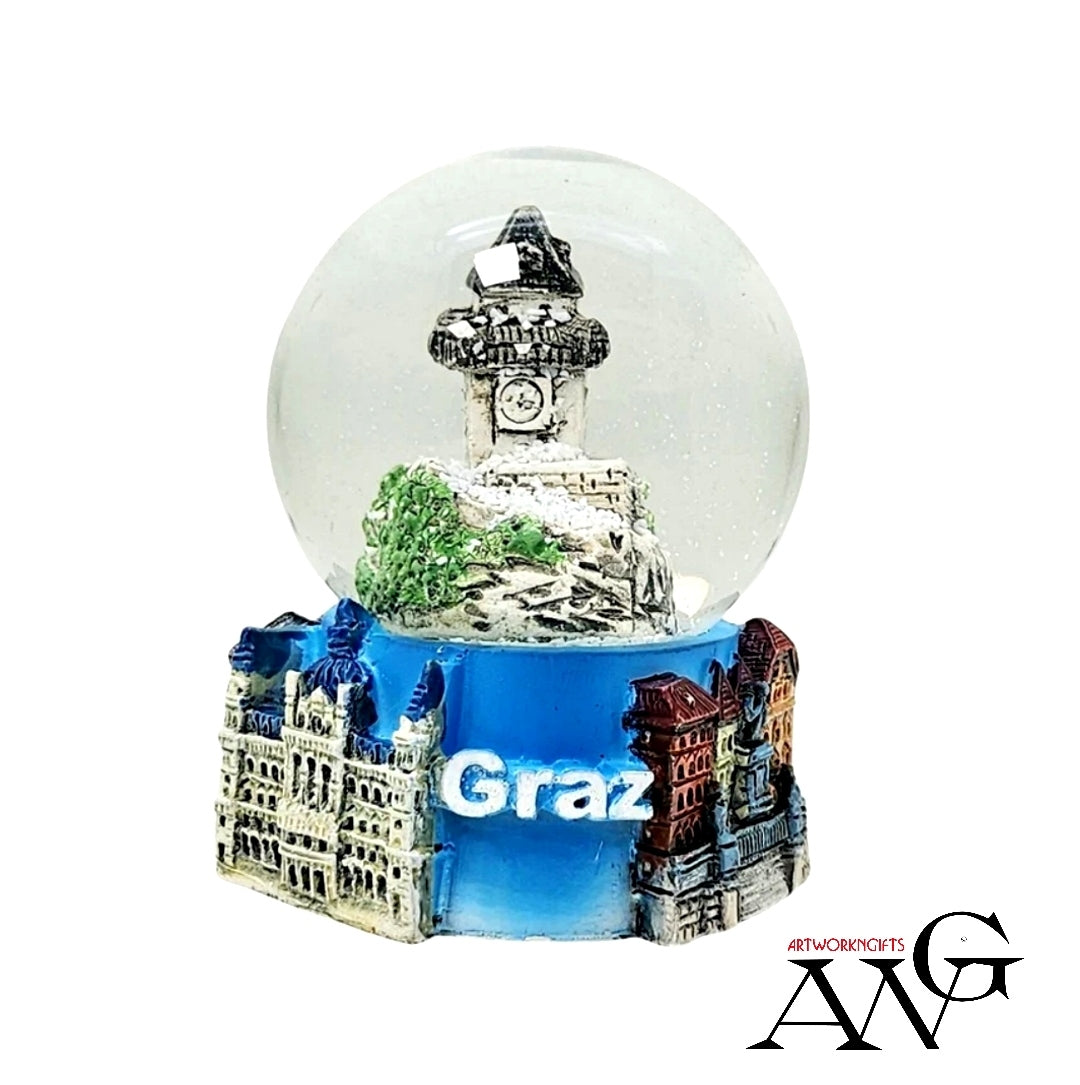 Souvenir Schneekugel Graz Uhrturm + Hauptplatz