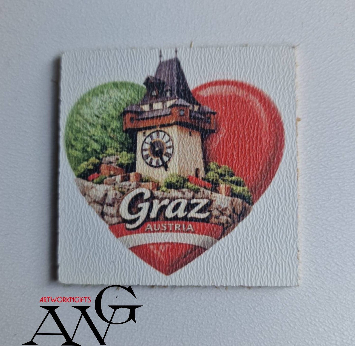 Graz Austria Handmade wooden fridge magnet 5×5 cm