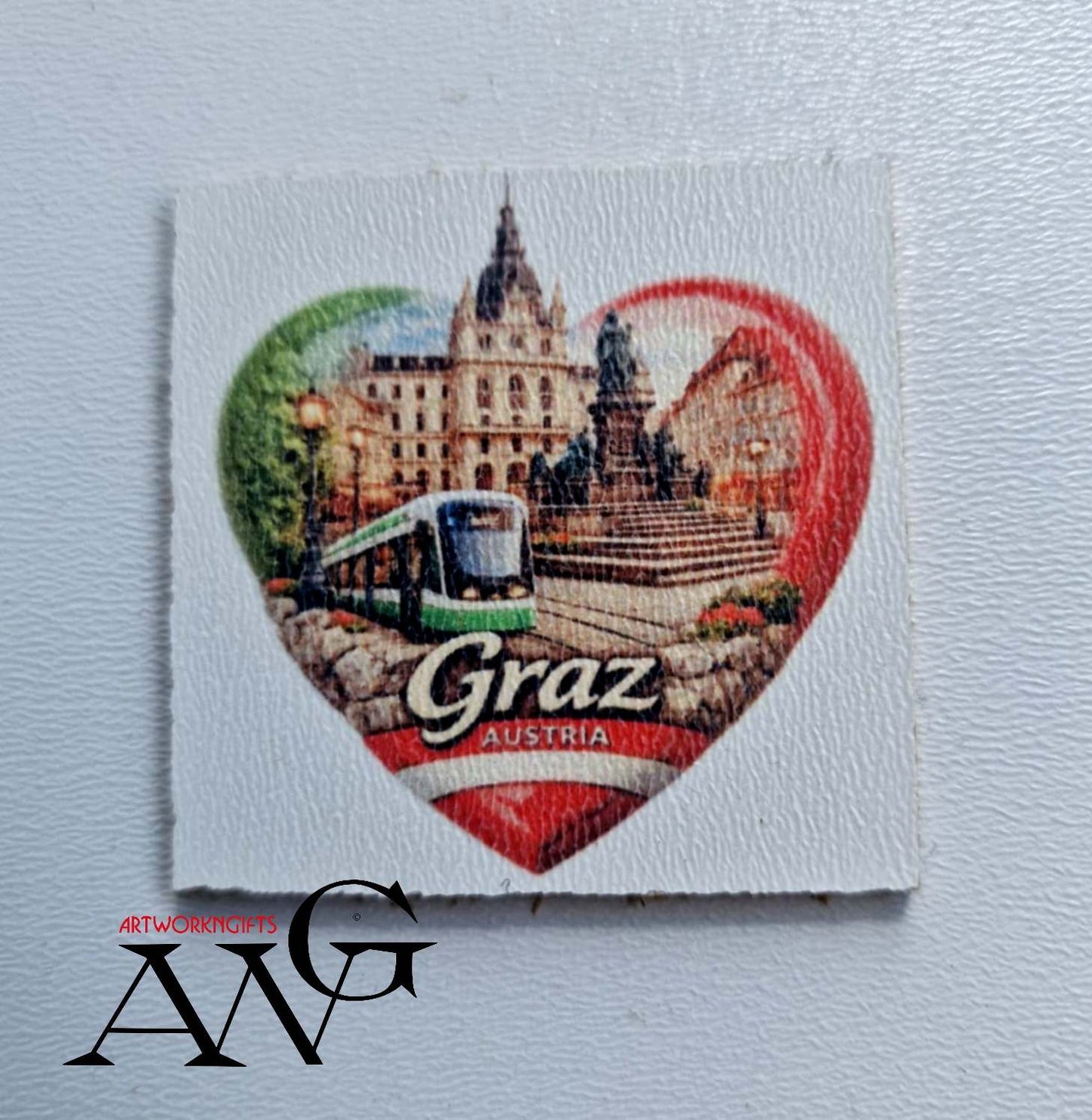 Graz Hauptplatz Austria Handmade wooden fridge magnet 5×5 cm