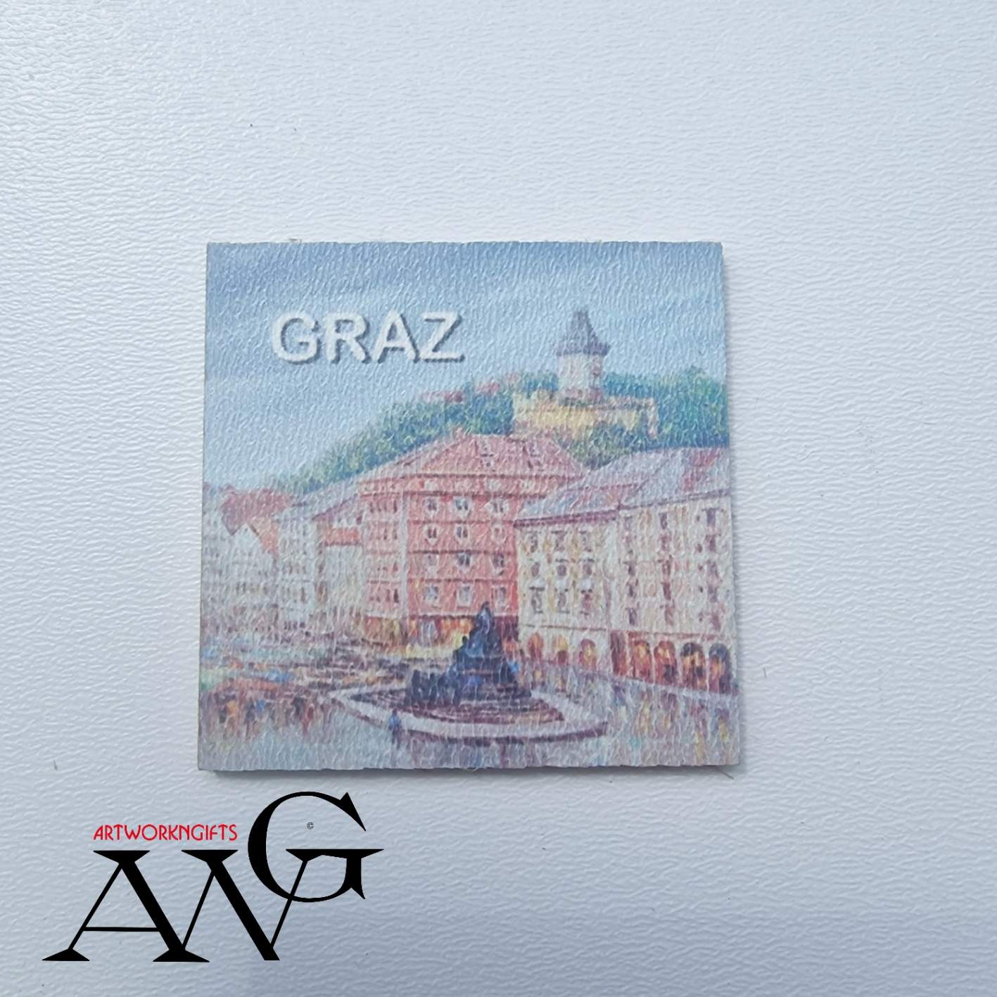 Graz Hauptplatz Austria Handmade wooden fridge magnet 5×5 cm