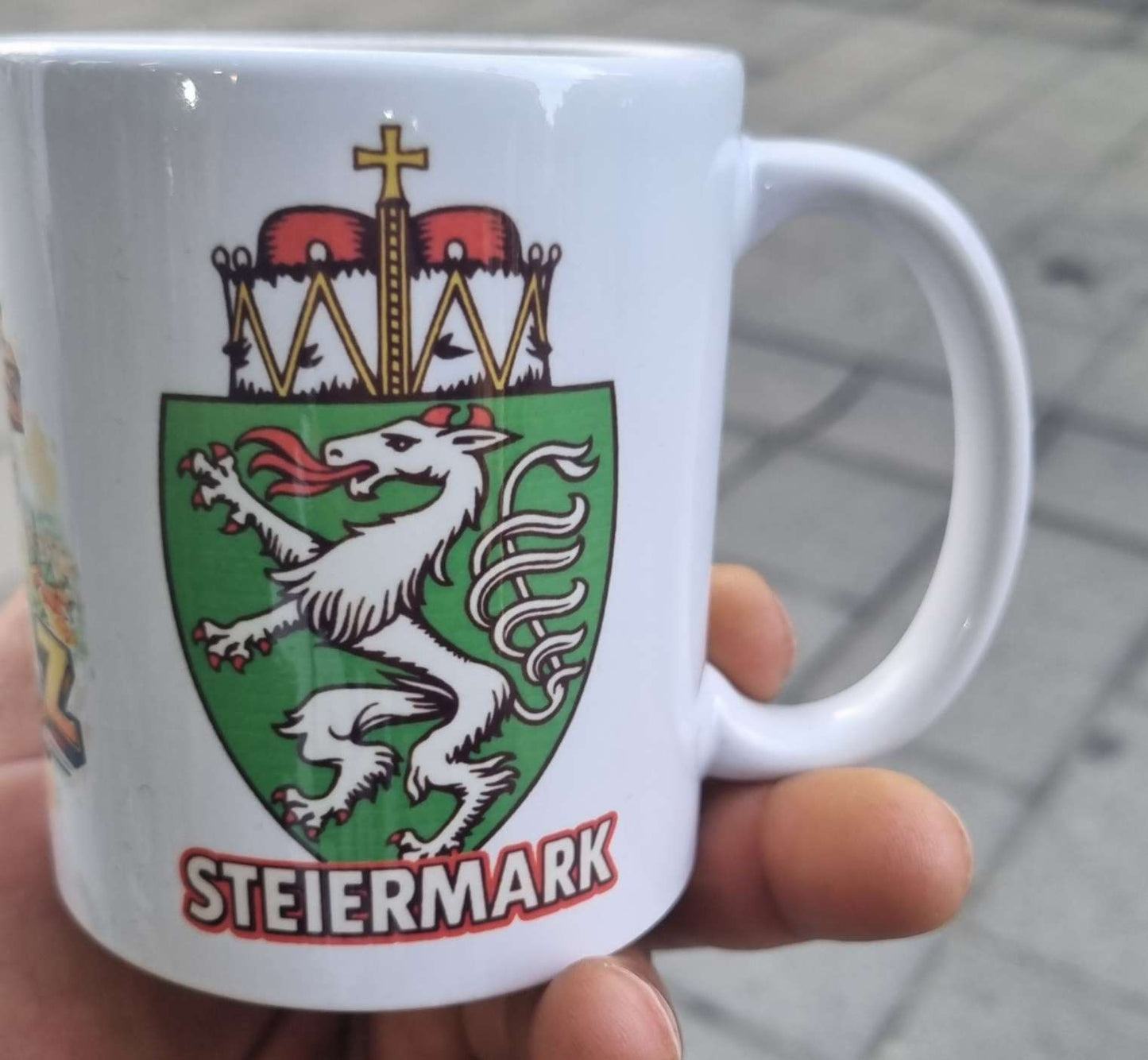 Graz Austria Souvenir Coffee mugs with watercolours uhrturm, Austrian coat of arms, Styria coat of arms 3 in one's