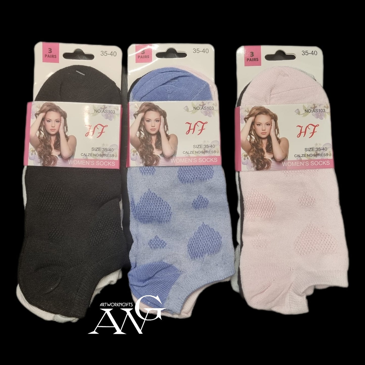 Women's Cotone Sneaker socks in a pack of 3 sizes 35/40