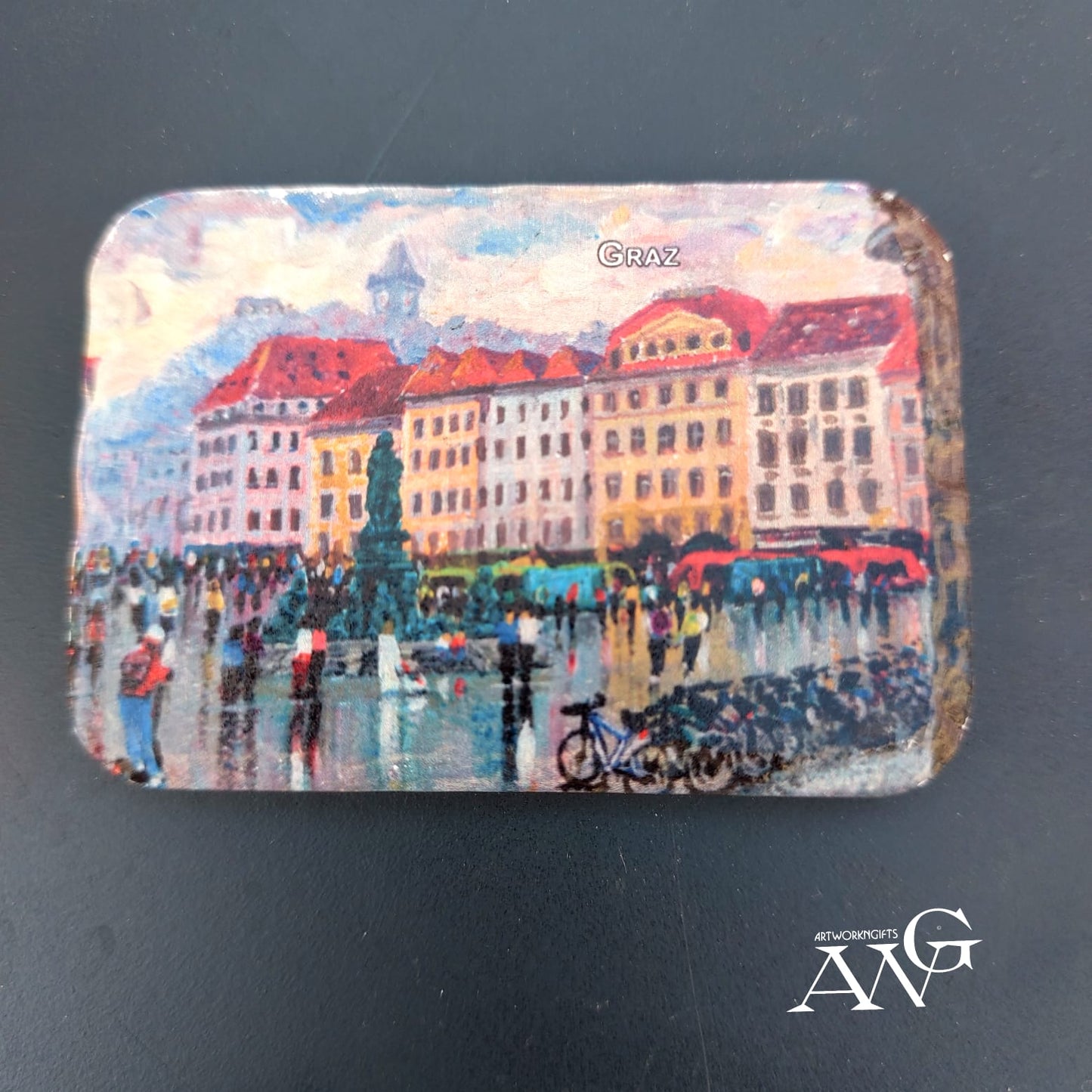 GRAZ Hauptplatz .mit Blick auf Uhrturm 13 fridge Magnet ceramic stone