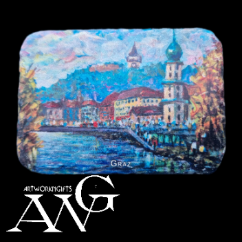GRAZ AUSTRIA Blick auf Schlossberg fridge Magnet ceramic stone