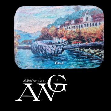 GRAZ MURINSINEL Blick auf Schlossberg fridge Magnet ceramic stone