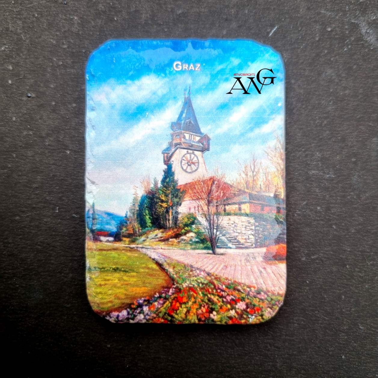 Graz Uhrturm 33 fridge Magnet ceramic stone