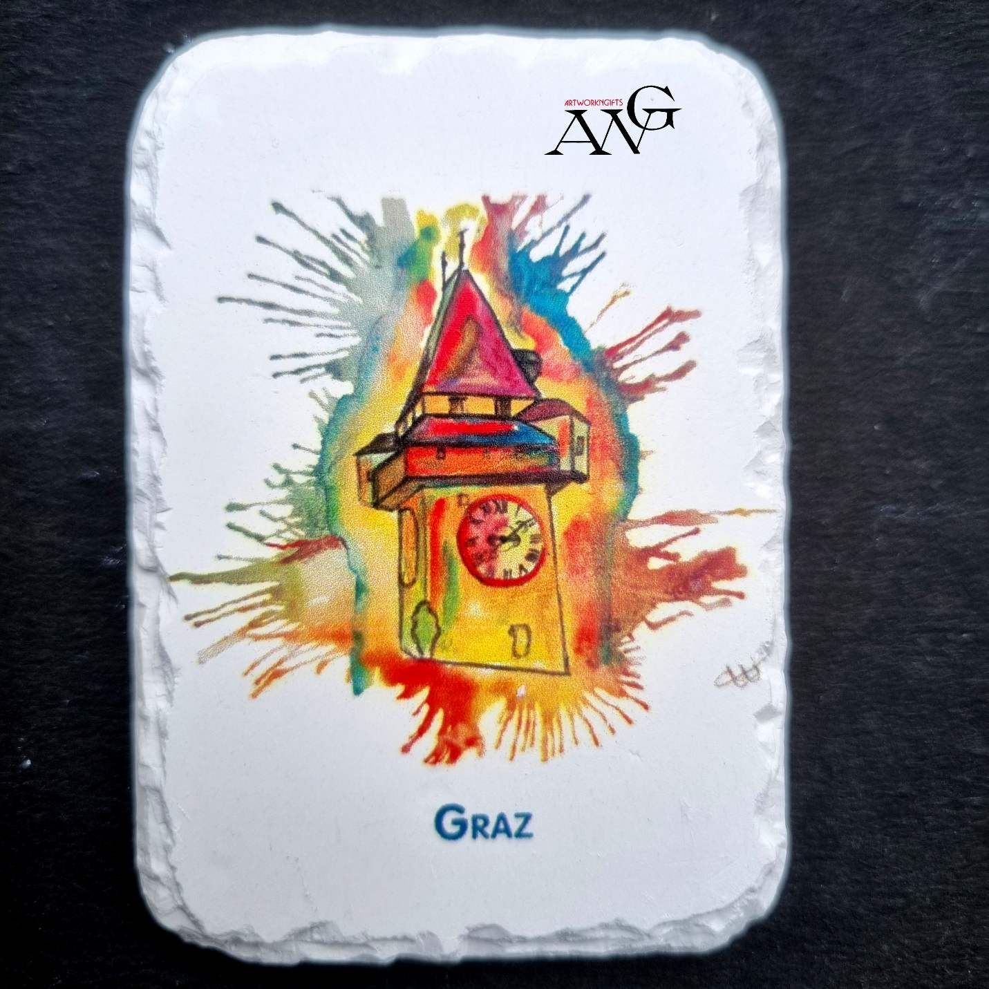 Graz Uhrturm fridge Magnet ceramic stone