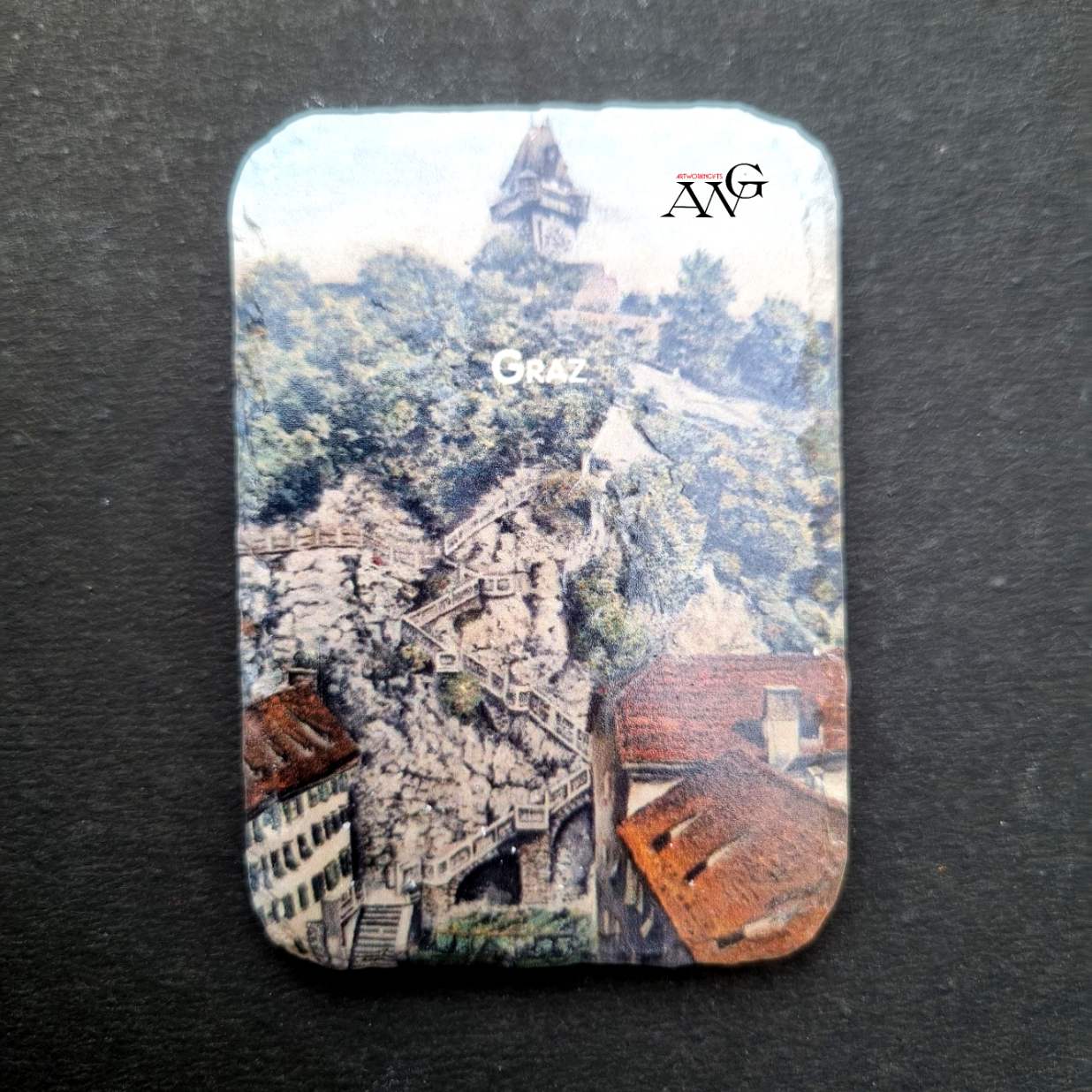 Graz Schlossberg 2 fridge Magnet ceramic stone