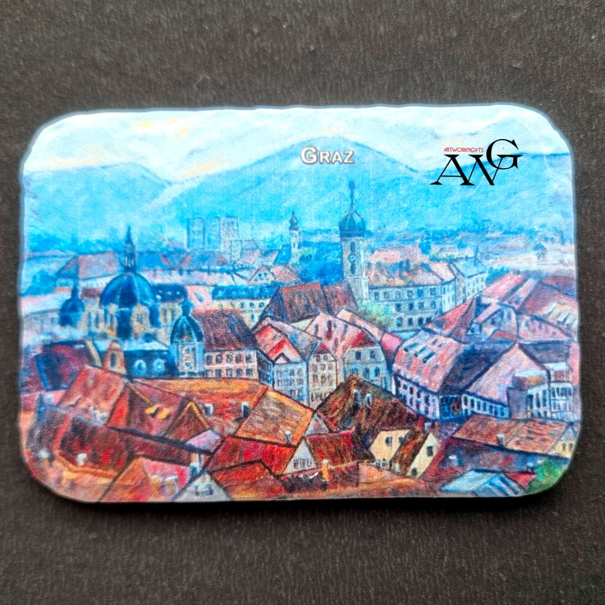 Über den Dächern von Graz fridge Magnet ceramic stone