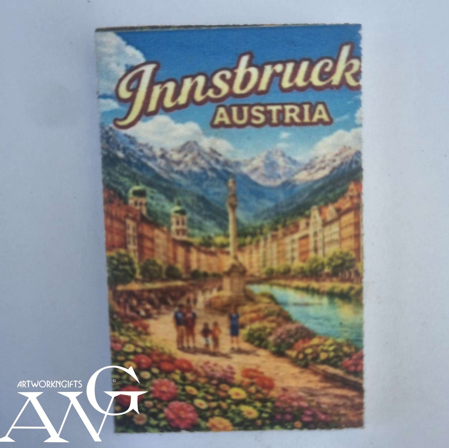 Handgefertigtes österreichisches Souvenir: Innsbruck, , Austria... PVC-, Kühlschrankmagnet -HD-UV-Bilder, wasserfest, Größe 44,2 x 27,2 x 3 mm