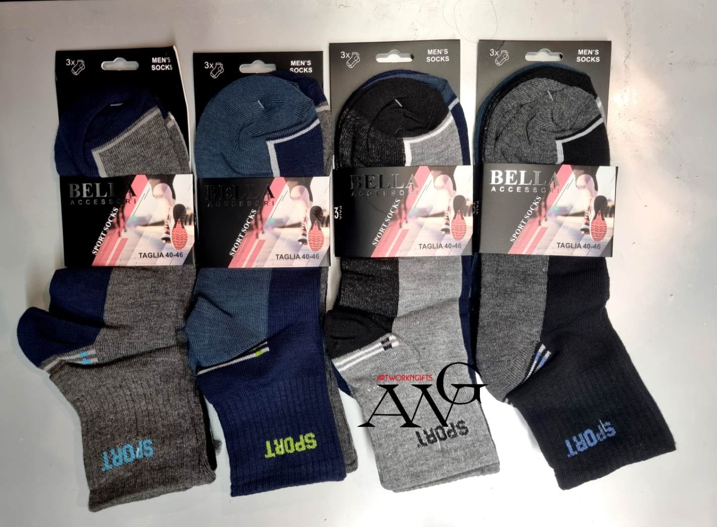 Men,s Cotone socks in a pack of 3 sizes 40/46