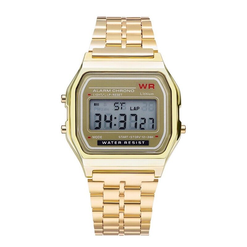 Men Women Digital Watch LED Wrist Watch Metal Outdoor Quartz Retro Unisex