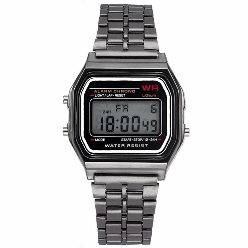 Men Women Digital Watch LED Wrist Watch Metal Outdoor Quartz Retro Unisex
