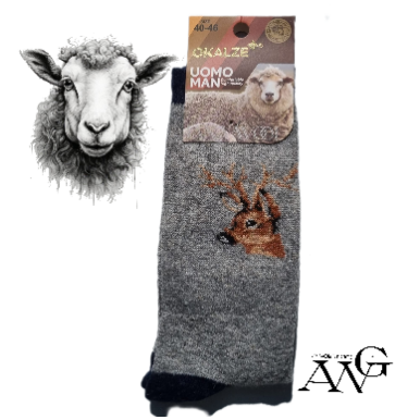 Men's Sheep's Wool Socks with Christmas deer Motiv