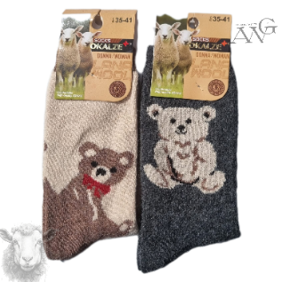 Women's Sheep's Wool Socks with teddy bear Motiv