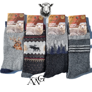 Men's Sheep's Wool Socks with Christmas deer Motiv
