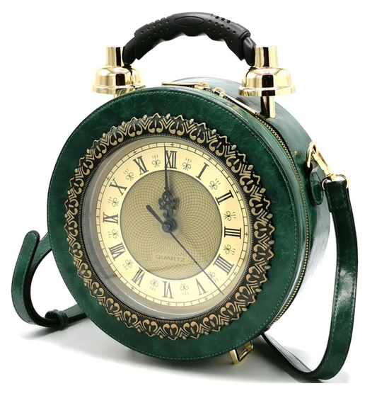 Steampunk bags Gothic bags Clock Handbag with Real Clock green (medium)