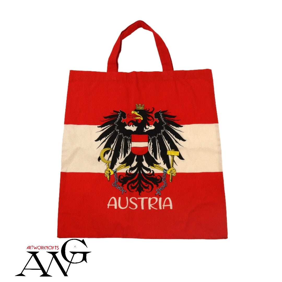 Baumwolltasche rot-weiß "AUSTRIA" Adler 38*42cm
