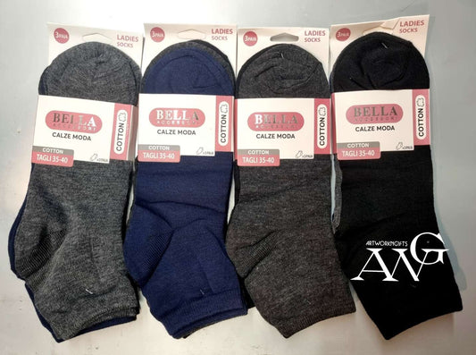 Women's  Cotone socks  in a pack of 3  sizes 35/40