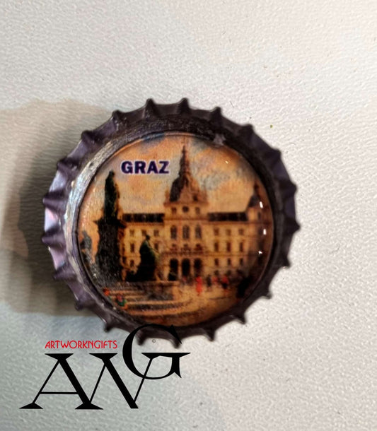 Graz Austria Hauptplatz Handmade unique bottle cap fridge Magnet 25mm