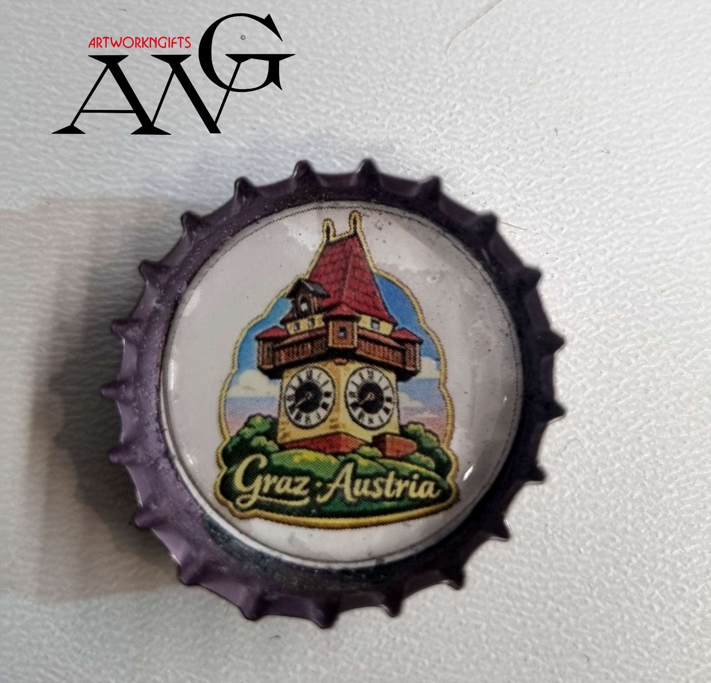 Graz Austria Uhrturm Handmade unique bottle cap fridge Magnet 25mm