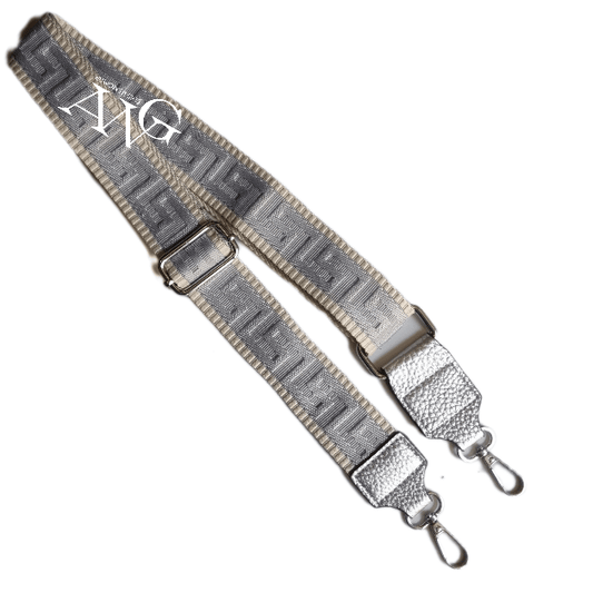 Handbag shoulder strap silver.grey beige