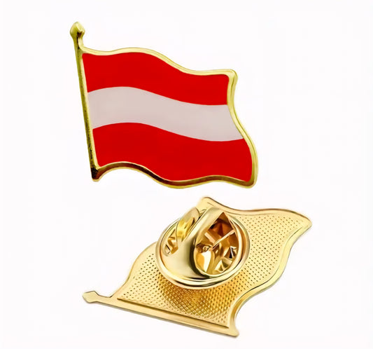Austrian Flag Pins - Metal Brooches with Red, White