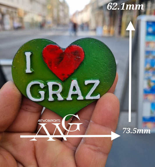 I LOVE 💚Graz Kühlschrankmagnet 100% Handarbeit jedes Stück ein Unikat