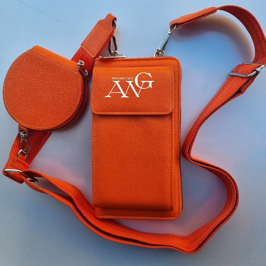 Love and Lore Orange Phone and Card Crossbody Wallet