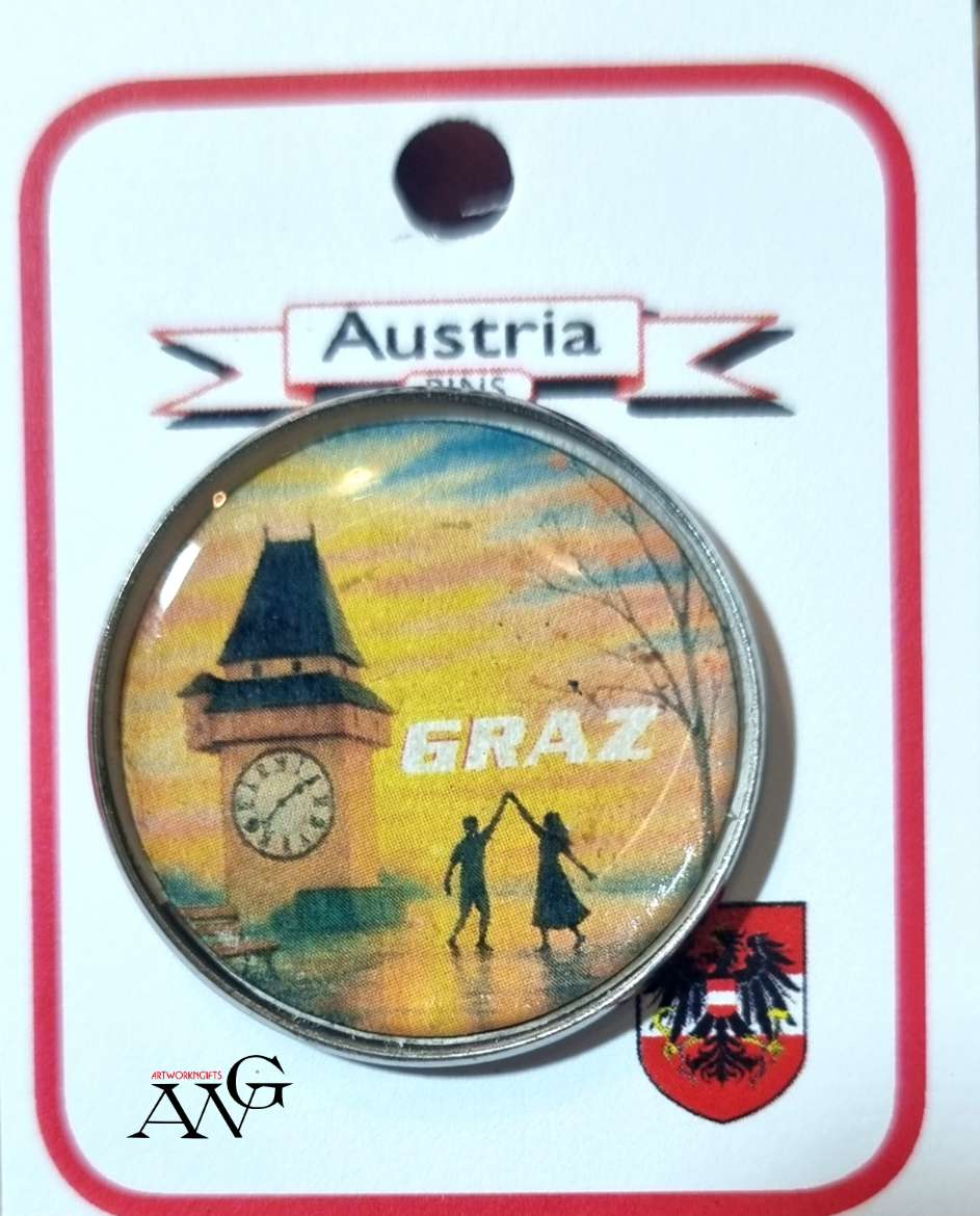 Graz Uhrturm Styria - Romantic -pins-2.5cm-Stainless