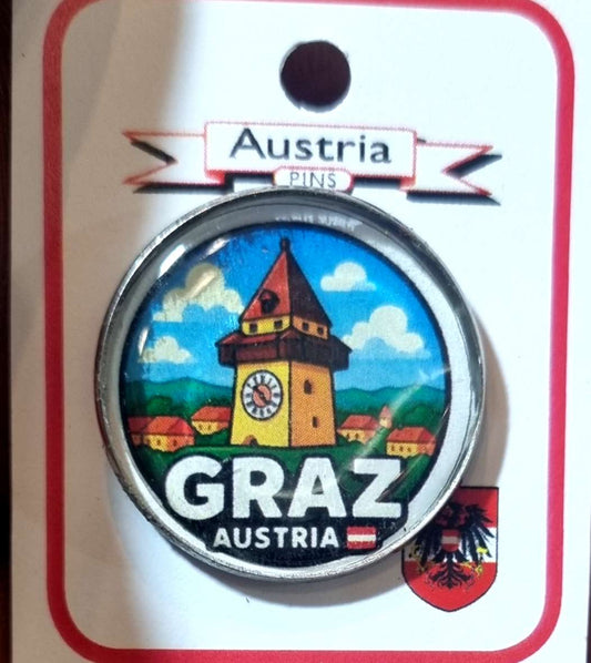 Graz Uhrturm Styria-pins-2.5cm-Stainless steel