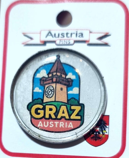 Graz Uhrturm Styria-pins-2.5cm-Stainless steel