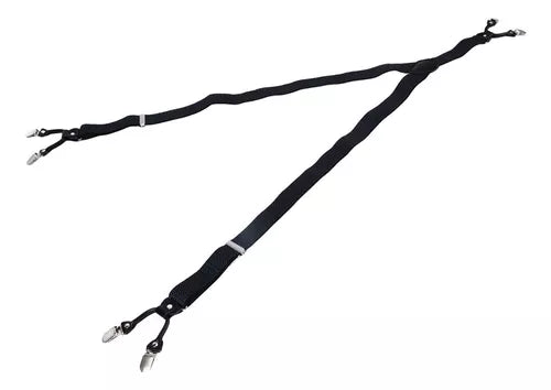 Unisex Adjustable Elastic Y-Back Suspenders With Strong Metal Clips For Men And Women .Black and white