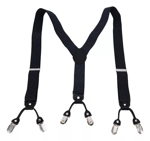 Unisex Adjustable Elastic Y-Back Suspenders With Strong Metal Clips For Men And Women .Black and white