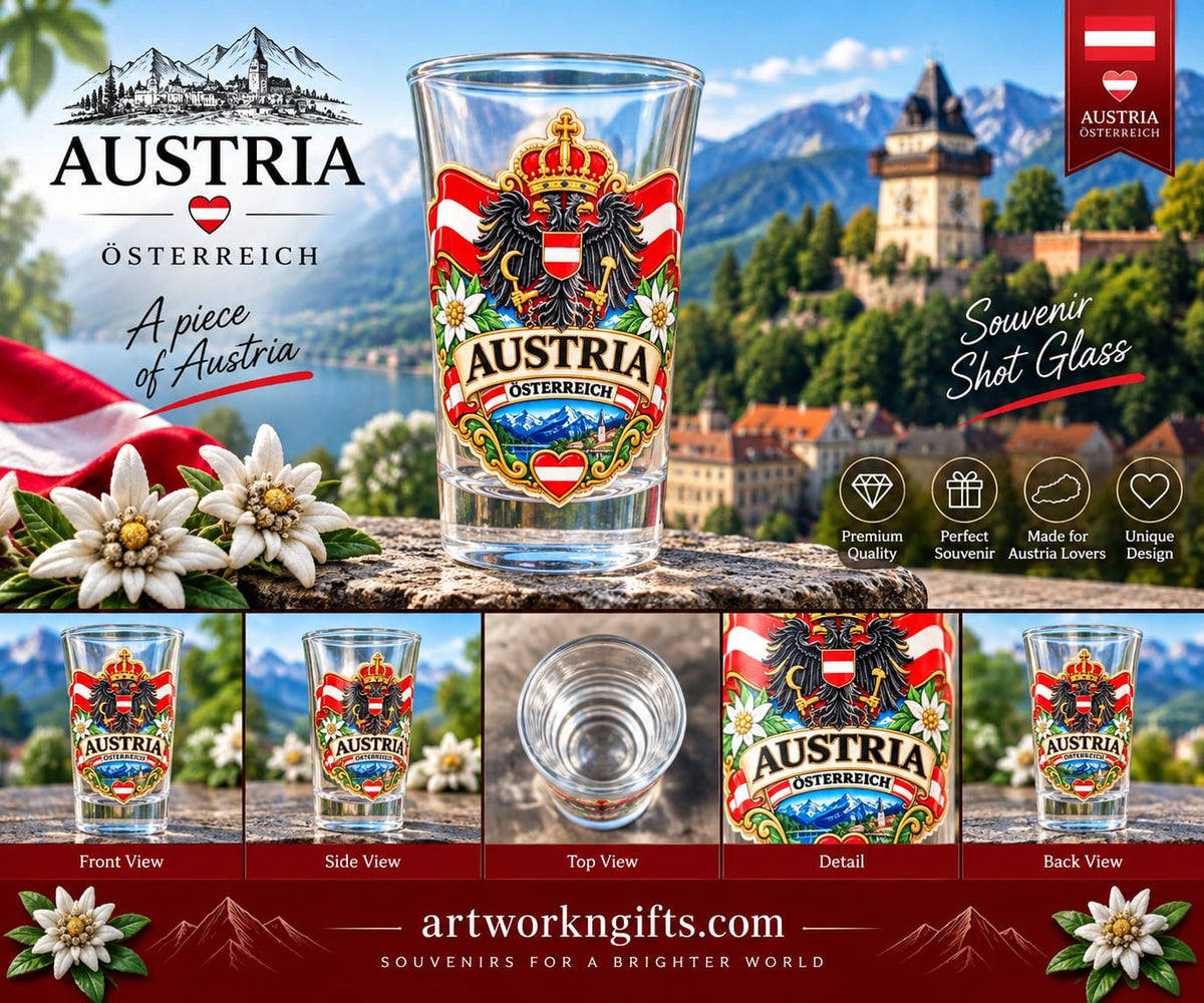 Austria Souvenir Shot Glass – Austrian Eagle Design – 40 ml
