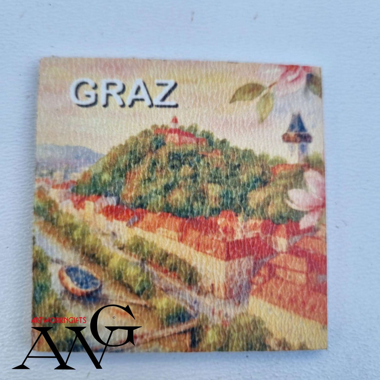 Graz Austria Handmade wooden fridge magnet 5×5 cm