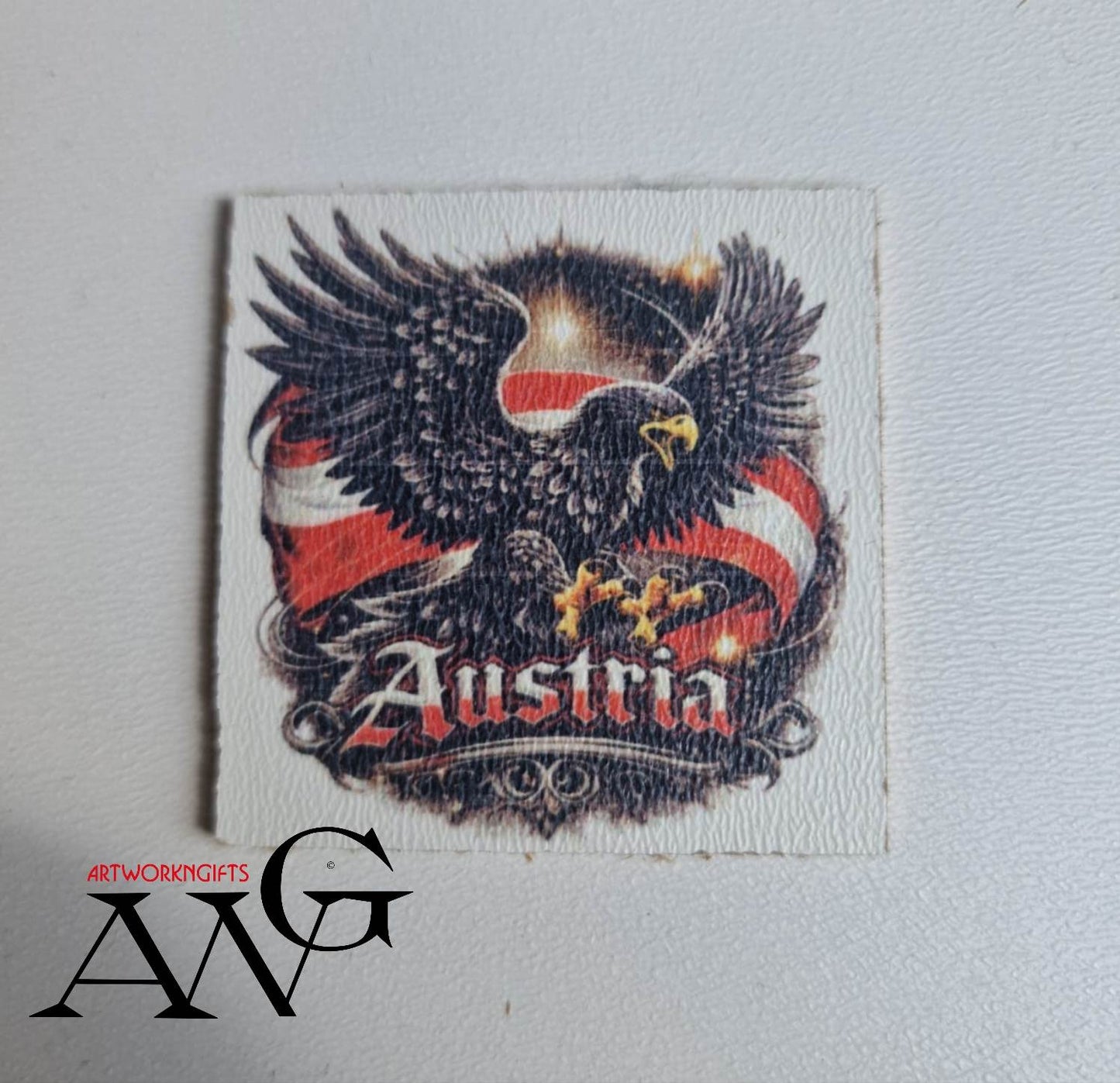Austrian coat of arms, Handmade wooden fridge magnet 5×5 cm