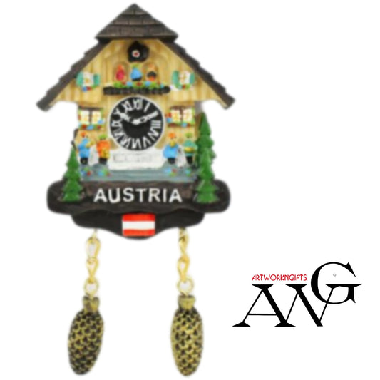 Magnet Kuckucksuhr "Austria" mit Zapfenpendel H: 11cm 3fach sortiert