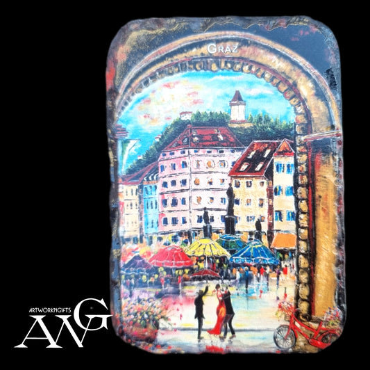 GRAZ Hauptplatz .mit Blick auf Uhrturm 11 fridge Magnet ceramic stone