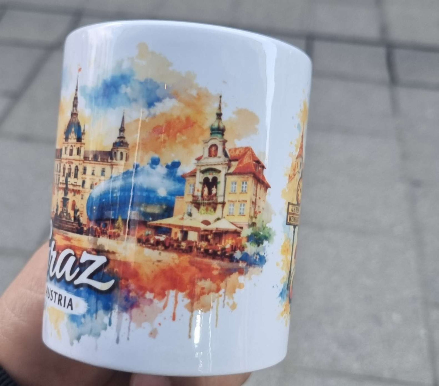 Graz Austria Souvenir Coffee mugs with  uhrturm