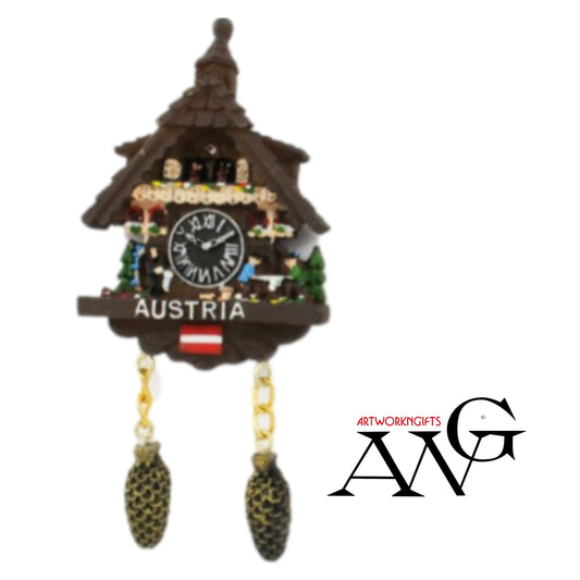 Magnet Kuckucksuhr "Austria" mit Zapfenpendel H: 11cm 3fach