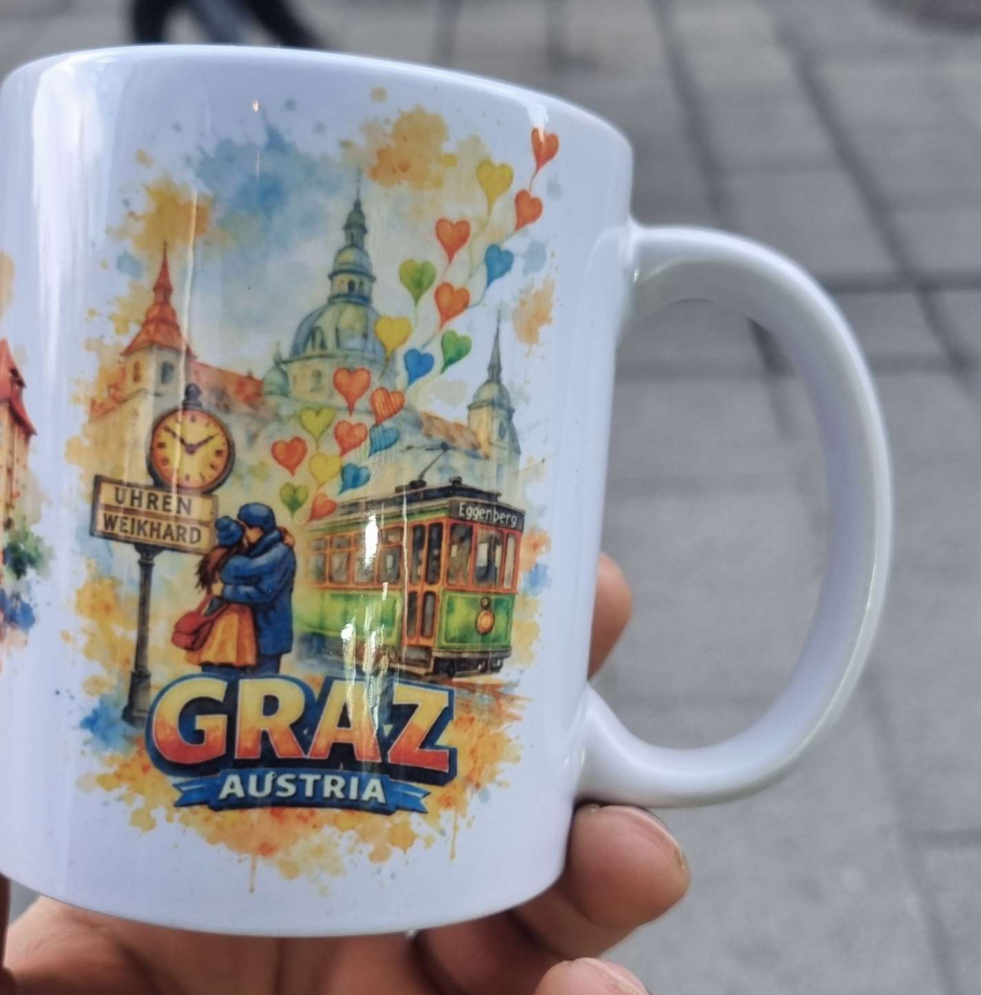 Graz Austria Souvenir Coffee mugs with  uhrturm