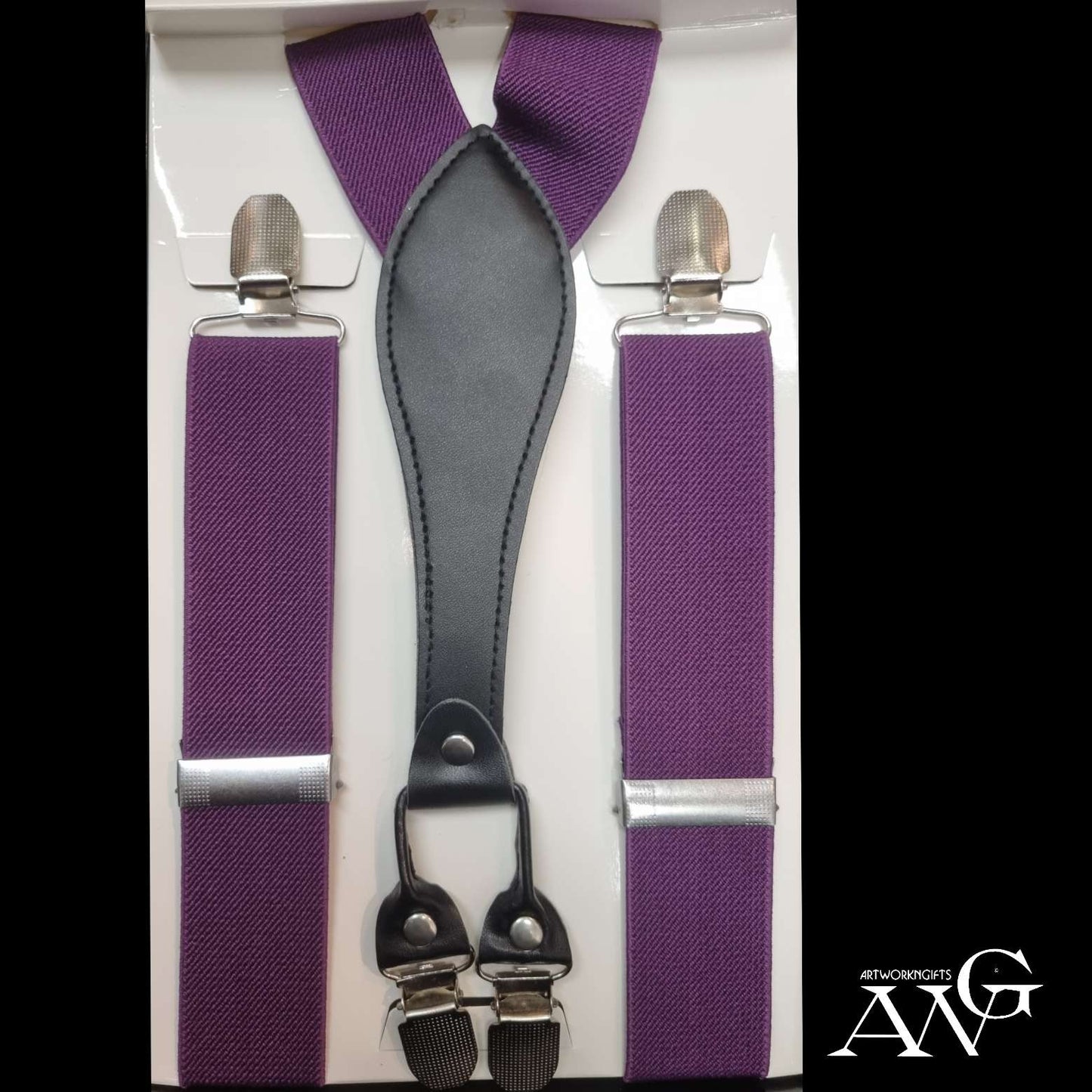 Purple Unisex Adjustable Elastic Y-Back Suspenders With Strong Metal Clips For Men And Women