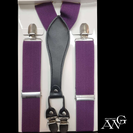 Purple Unisex Adjustable Elastic Y-Back Suspenders With Strong Metal Clips For Men And Women