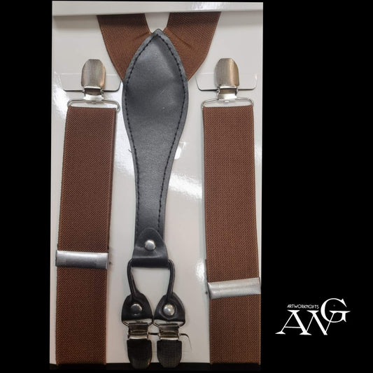 Braun Unisex Adjustable Elastic Y-Back Suspenders With Strong Metal Clips For Men And Women