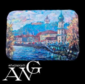 GRAZ AUSTRIA  Blick auf Schlossberg  fridge Magnet ceramic stone