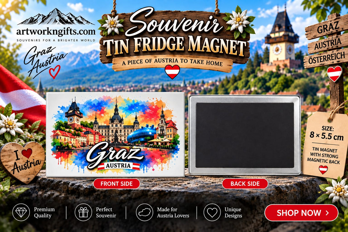 Graz Austria Tin Fridge Magnet – 8 × 5.5 cm | 20 Different Designs